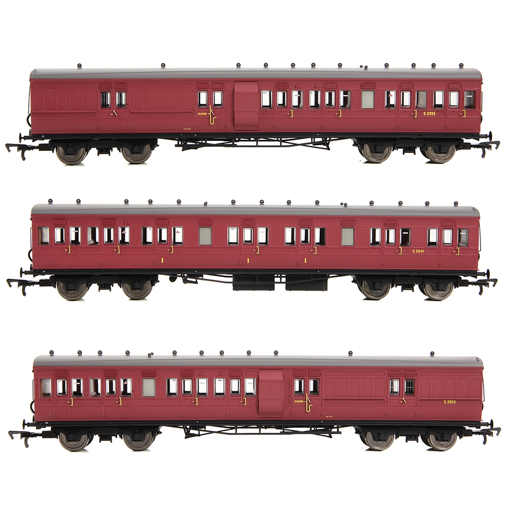EFE E86014 LSWR Cross Country 3-Coach Pack BR Crimson 1:76/OO (Standard Couplings)