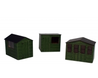 ATD Models ATD017 Sheds Green (3) Card Kit 1:76/OO Cardboard Model Railway Scenary Kit