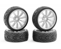 Fastrax 0076W 1/10 Street/Tread Tyre 20sp White Wheel (Std Hex) (4)