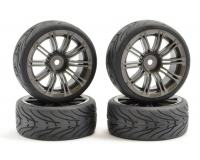 Fastrax 0077GM 1/10 Street/Tread Tyre 20sp Gun Metal Wheel (Std Hex) (4)