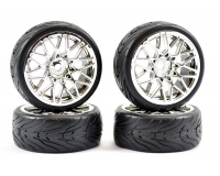 Fastrax 0089C 1/10 Street/Tread Tyre Star Spoke Chrome Wheel (Std Hex) (4)