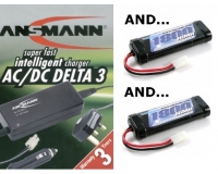 **BATTERY BUNDLE** Ansmann AC/DC Delta 3 Amp Fast Charger + 2 x 1800 Mah Batteries (New Style ACX1) (Battery Deal 2)