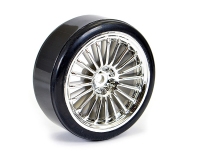 Fastrax 0091C 1/10 Street Wheels with Drift Tyres (Chrome, 20 Spoke) (Std Hex) (4)