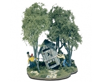Woodland Scenics M108 Outhouse Mischief White Metal Kit (Trees, diorama, outside toilet) 1:87 HO (OK on OO/1:76)