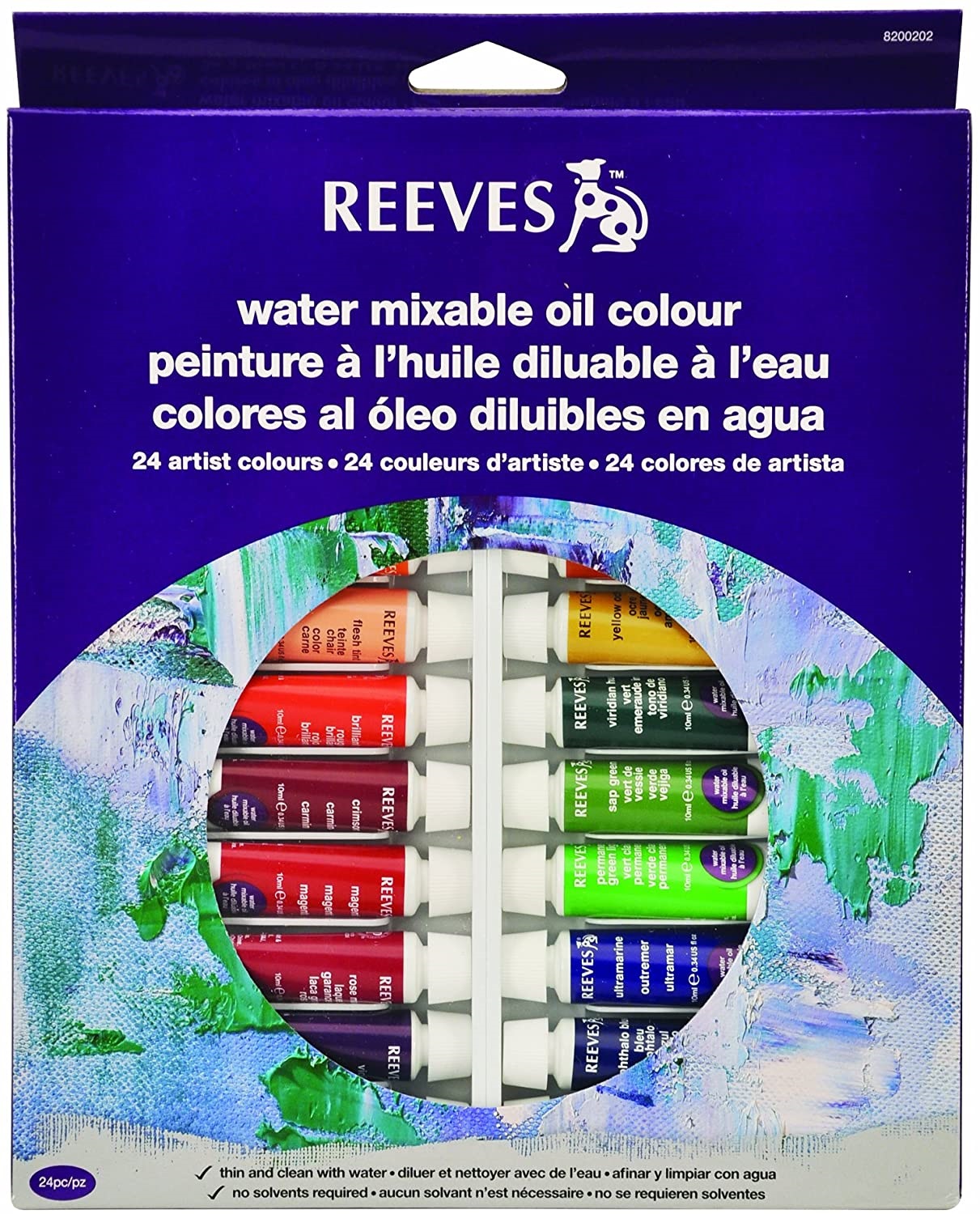 Reeves Water Mixable Oil Colour Artists Paint Tube Sets - 24x10ml 836392