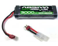 Absima Greenhorn 7.2v 3000mah NiMh Stick Pack - High Grade Cells - Both T-Plug (Deans Style) and Tamiya Adaptor Included