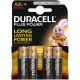 Duracell Plus Power - 4 x AA (LR6 / MN1500) Alkaline Batteries (Use by 2031)