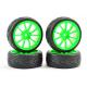 Fastrax 0072G 1/10 Street/Tread Tyre 10sp Neon Green Wheel (Std Hex) (4)